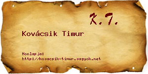 Kovácsik Timur névjegykártya